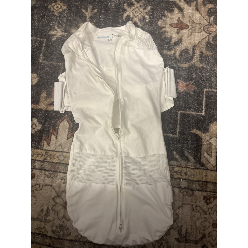 Happiest Baby Snoo Sleep Sack Sz Large 4-6 Months 18-26 Lb White Organic Cotton